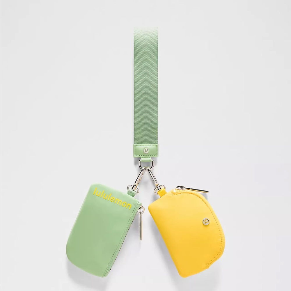 Lululemon Dual Pouch Wristlet- Kale Krush/Lemon Lush/Silver